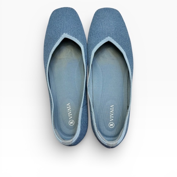 Vivaia Shoes - Vivaia Margot 2.0 square-toe V-cut ballet flat shoe in denim blue 43